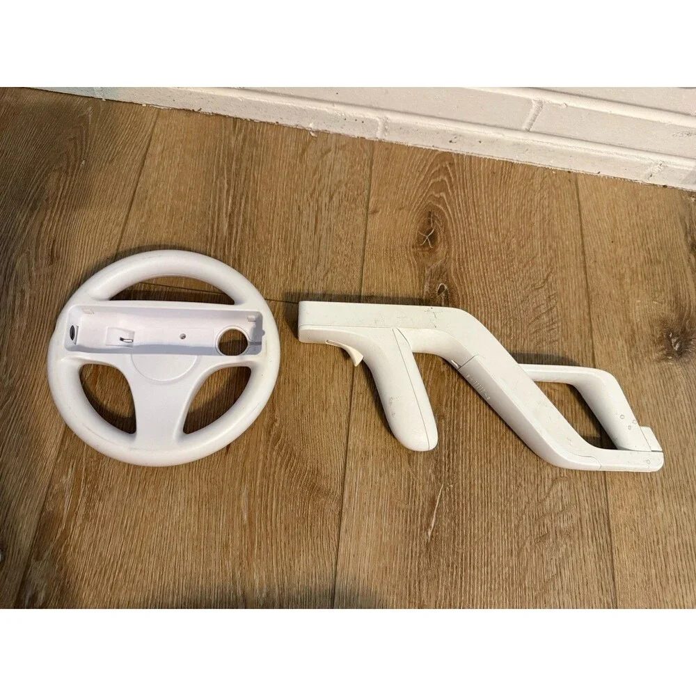 Official Nintendo Wii Zapper Gun Controller RVL-023 & Steering Wheel